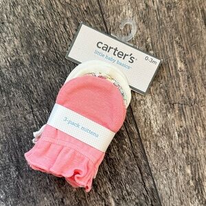 Carter's Baby girl  3-Pack Scratch Mittens (0-3 MONTHS) cotton pink new